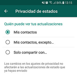 Cambiar la privacidad de whastsapp