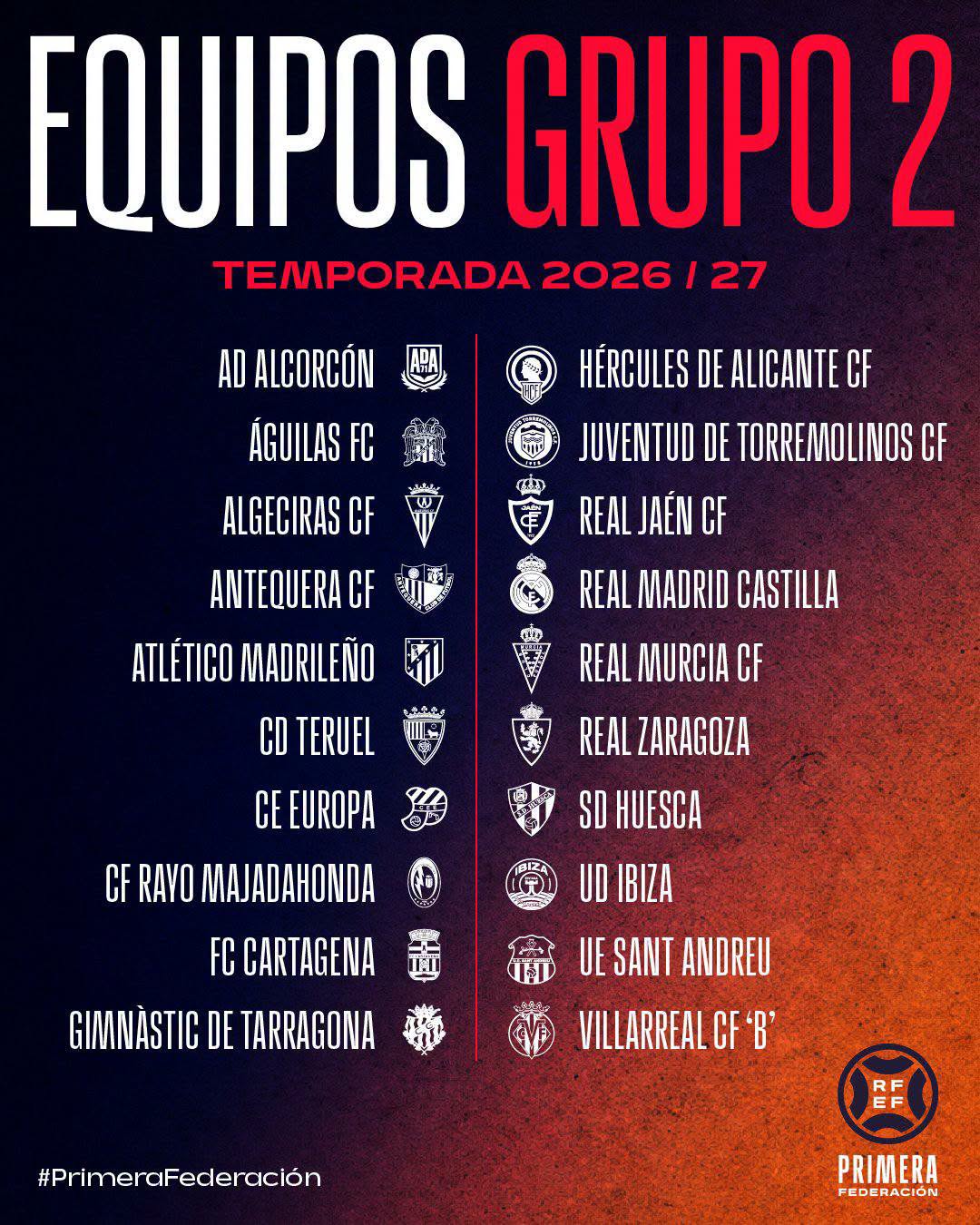 Equipos que forman el Grupo 2 de Primera Federación